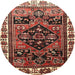 Round Traditional Saffron Red Persian Rug, tr747