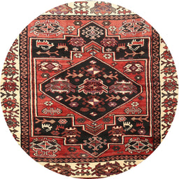 Square Machine Washable Traditional Saffron Red Rug, wshtr747