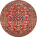 Round Traditional Brown Persian Rug, tr74