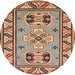 Square Machine Washable Traditional Brown Red Rug, wshtr752