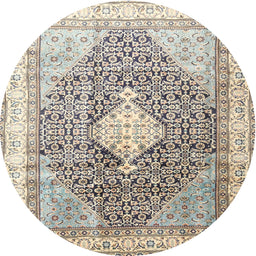 Round Traditional Light Gold Persian Rug, tr754
