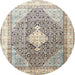 Round Traditional Light Gold Persian Rug, tr754