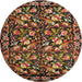 Round Traditional Bronze Brown Medallion Rug, tr756