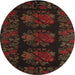 Round Traditional Red Medallion Rug, tr758