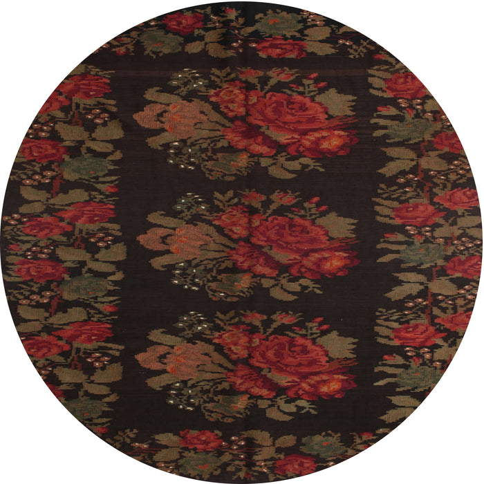 Square Machine Washable Traditional Night Red Rug, wshtr758
