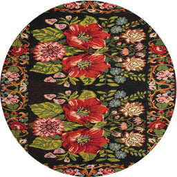 Round Traditional Deep Red Medallion Rug, tr759