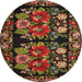 Round Traditional Deep Red Medallion Rug, tr759