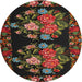 Round Traditional Oak Brown Medallion Rug, tr760