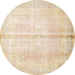 Round Traditional Deep Peach Orange Persian Rug, tr762