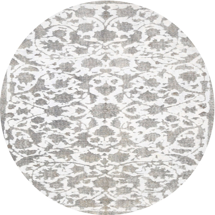 Round Traditional Pearl White Beige Persian Rug, tr763