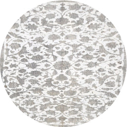 Square Machine Washable Traditional Pearl White Beige Rug, wshtr763