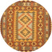 Round Traditional Mahogany Brown Persian Rug, tr765