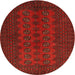 Round Traditional Saffron Red Persian Rug, tr766