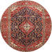 Round Traditional Red Medallion Rug, tr76