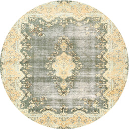 Round Traditional Khaki Gold Persian Rug, tr771
