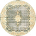 Round Traditional Khaki Gold Persian Rug, tr771