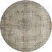 Round Traditional Khaki Green Persian Rug, tr773