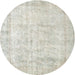 Round Traditional Dark White Beige Persian Rug, tr776