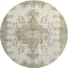 Round Traditional Desert Sand Beige Persian Rug, tr777