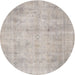 Round Traditional Pale Silver Gray Persian Rug, tr779