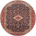 Square Machine Washable Traditional Brown Red Rug, wshtr77