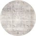 Round Traditional Dark White Beige Persian Rug, tr782