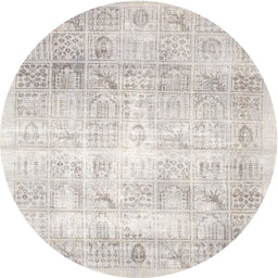 Square Machine Washable Traditional Dark White Beige Rug, wshtr782