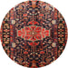 Square Machine Washable Traditional Saffron Red Rug, wshtr784