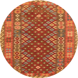 Round Traditional Orange Southwestern Rug, tr785
