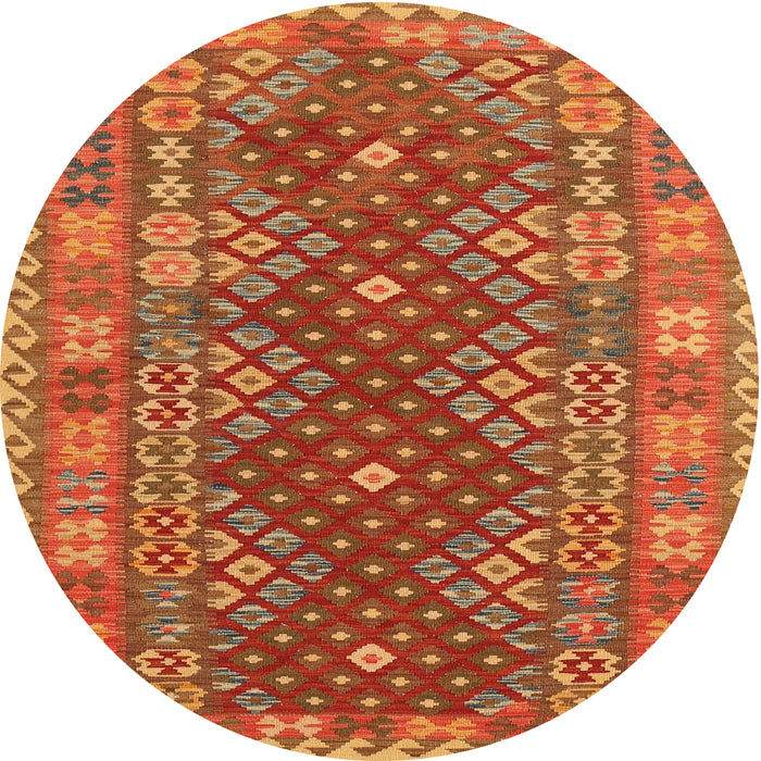 Round Traditional Orange Southwestern Rug, tr785