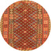 Round Traditional Orange Southwestern Rug, tr785