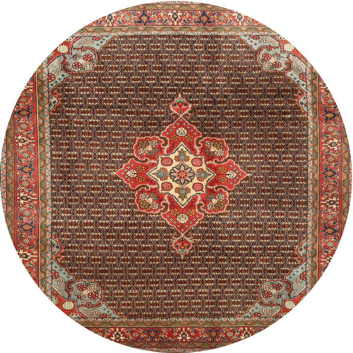 Round Traditional Saffron Red Persian Rug, tr787