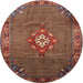 Round Traditional Saffron Red Persian Rug, tr789