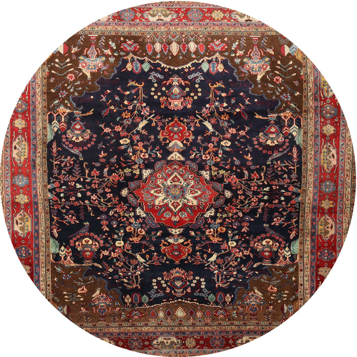 Round Traditional Orange Salmon Pink Persian Rug, tr791