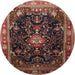 Round Traditional Orange Salmon Pink Persian Rug, tr791