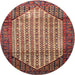 Round Traditional Saffron Red Persian Rug, tr792