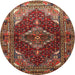 Square Machine Washable Traditional Saffron Red Rug, wshtr794