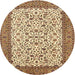 Square Machine Washable Traditional Saddle Brown Rug, wshtr795