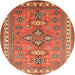 Square Machine Washable Traditional Peru Brown Rug, wshtr797