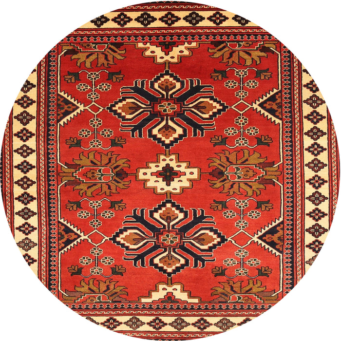 Round Traditional Bronze Brown Geometric Rug, tr798