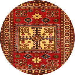 Round Traditional Red Geometric Rug, tr799
