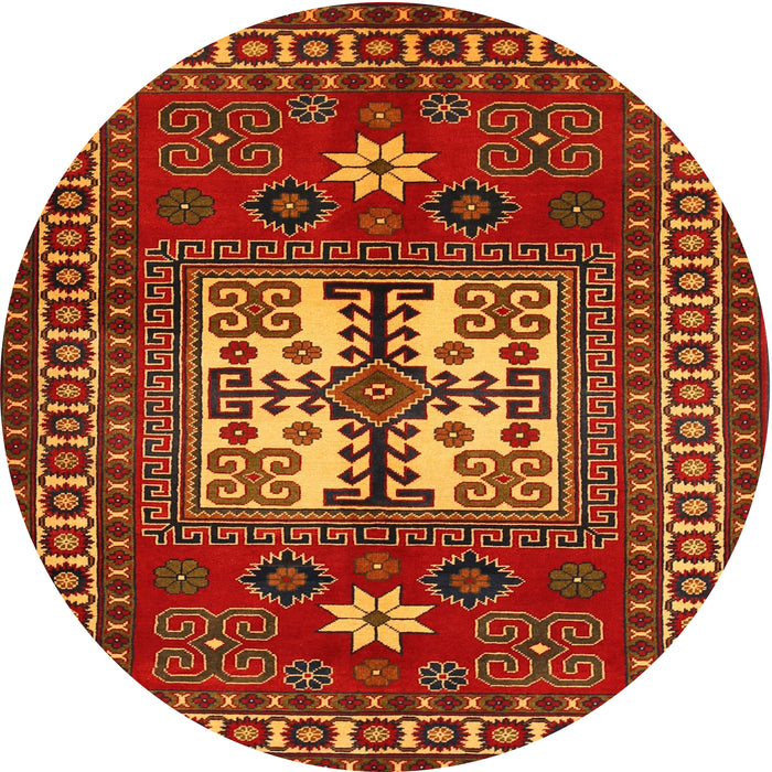 Round Traditional Red Geometric Rug, tr799