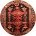 Round Traditional Saffron Red Persian Rug, tr79