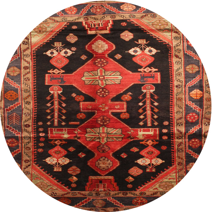 Square Machine Washable Traditional Saffron Red Rug, wshtr79