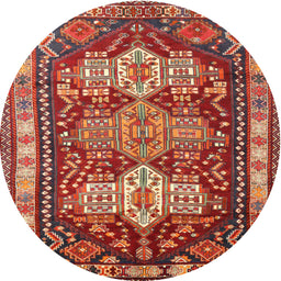 Square Machine Washable Traditional Orange Brown Rug, wshtr802