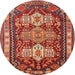 Square Machine Washable Traditional Orange Brown Rug, wshtr802