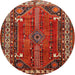 Round Traditional Gold Brown Persian Rug, tr805