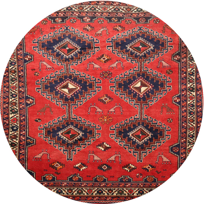 Round Traditional Dark Gold Brown Persian Rug, tr807
