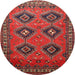 Round Traditional Dark Gold Brown Persian Rug, tr807