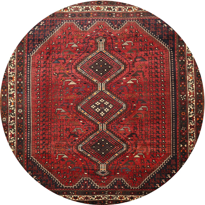 Round Traditional Chestnut Brown Persian Rug, tr808